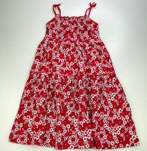Load image into Gallery viewer, Girls Mango, red floral cotton summer dress, EUC, size 6, L: 68cm