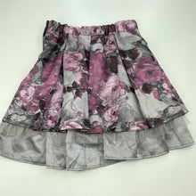 Load image into Gallery viewer, Girls Victoria Rose, silver &amp; purple floral skirt, adjustable, L: 38cm, FUC, size 7,  