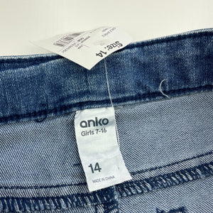 Girls Anko, stretch denim jean shorts, adjustable, NEW, size 14,  