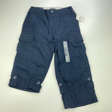 Load image into Gallery viewer, Boys GAP, navy cotton cargo pants, adjustable, Inside leg: 32cm, NEW, size 2,  
