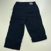 Load image into Gallery viewer, Boys GAP, navy cotton cargo pants, adjustable, Inside leg: 32cm, NEW, size 2,  