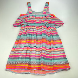 Girls Target, lined lightweight colourful party dress, EUC, size 5, L: 60cm