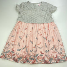 Load image into Gallery viewer, Girls Pumpkin Patch, cotton lined spliced party dress, small mark front skirt, FUC, size 4, L: 57cm