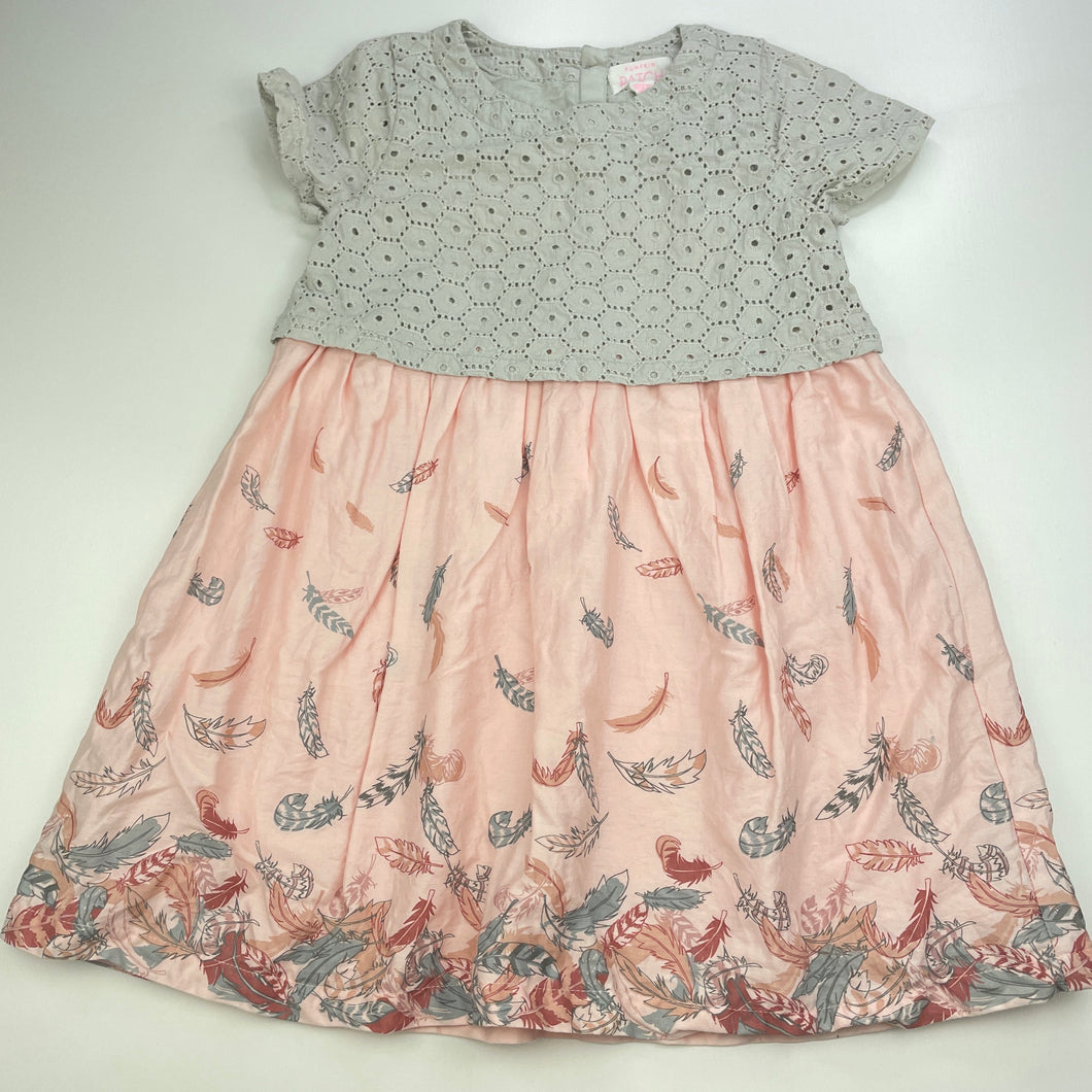 Girls Pumpkin Patch, cotton lined spliced party dress, small mark front skirt, FUC, size 4, L: 57cm