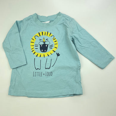 Boys Tiny Little Wonders, cotton long sleeve t-shirt / top, lion, FUC, size 00,  