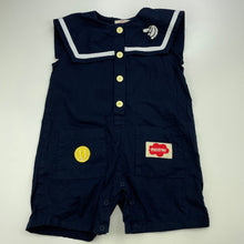 Load image into Gallery viewer, Girls BEBEDEPINO, navy cotton sailor style romper, EUC, size 1,  