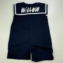 Load image into Gallery viewer, Girls BEBEDEPINO, navy cotton sailor style romper, EUC, size 1,  