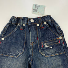Load image into Gallery viewer, Boys Nuggets, dark denim pants, adjustable, NEW, size 0,  