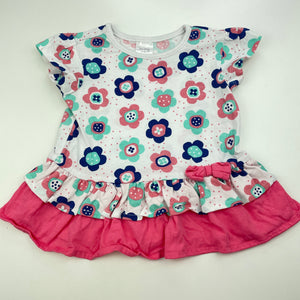 Girls Tiny Little Wonders, floral cotton t-shirt / top, GUC, size 0,  