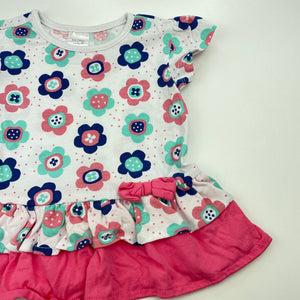 Girls Tiny Little Wonders, floral cotton t-shirt / top, GUC, size 0,  