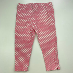 Girls Tiny Little Wonders, pink & white spot leggings, elasticated, FUC, size 0,  