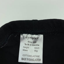 Load image into Gallery viewer, Girls Dymples, black stretchy leggings / bottoms, EUC, size 000,  