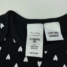 Load image into Gallery viewer, Girls Tiny Little Wonders, black cotton bodysuit / romper, EUC, size 000,  