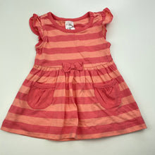 Load image into Gallery viewer, Girls Tiny Little Wonders, striped cotton casual dress, EUC, size 000, L: 32cm