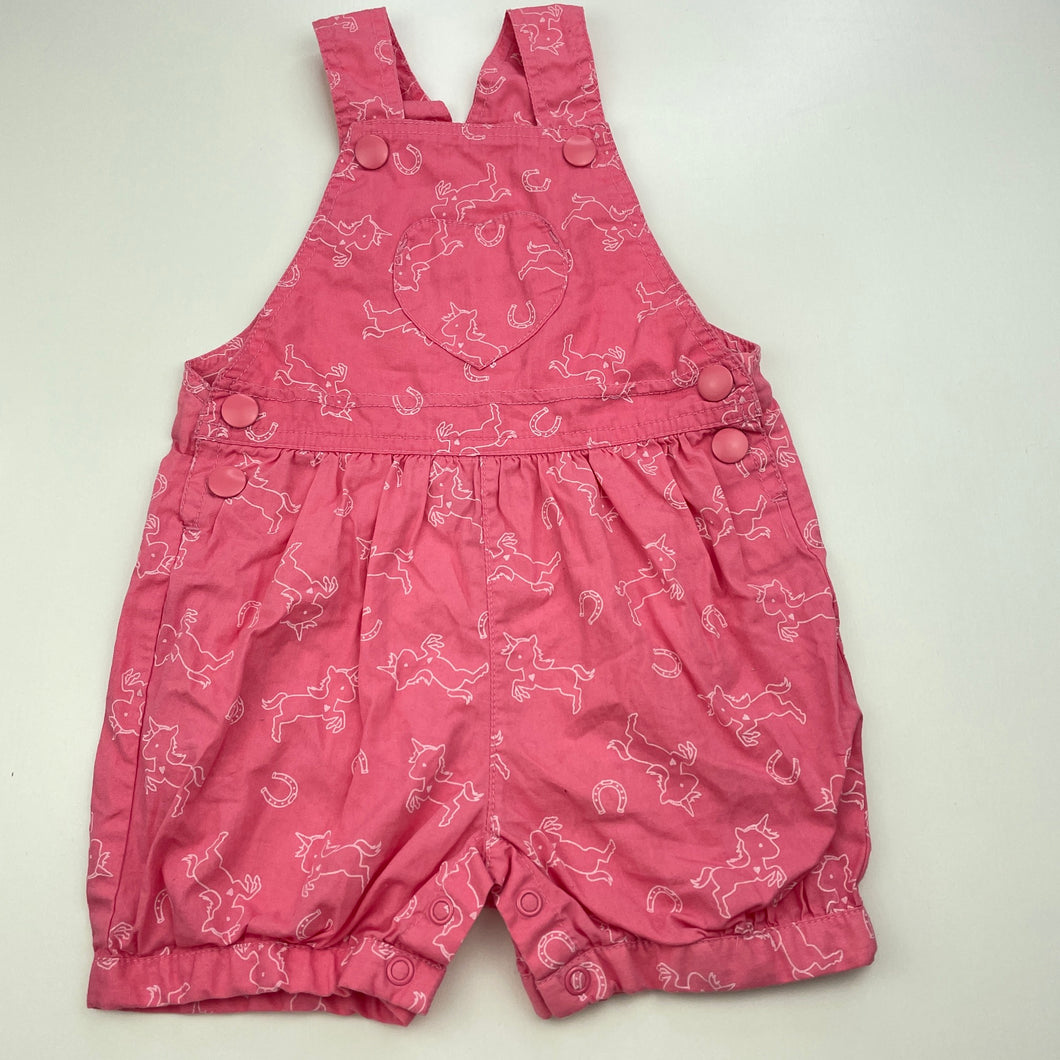 Girls Tiny Little Wonders, cotton overalls / shortalls, unicorns, EUC, size 0,  