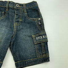 Load image into Gallery viewer, Boys Stix n Stones, dark denim shorts, elasticated, GUC, size 0,  