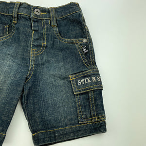 Boys Stix n Stones, dark denim shorts, elasticated, GUC, size 0,  