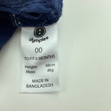 Load image into Gallery viewer, Boys Dymples, navy cotton overalls / shortalls, GUC, size 00,  