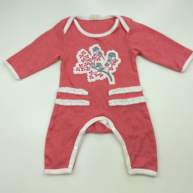 Girls Tiny Twig, organic cotton romper, bird, EUC, size 0000,  