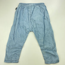 Load image into Gallery viewer, unisex Bonds, blue chambray cotton pants, elasticated, FUC, size 1,  