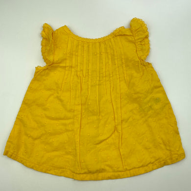 Girls Dymples, yellow lightweight cotton top, GUC, size 000,  