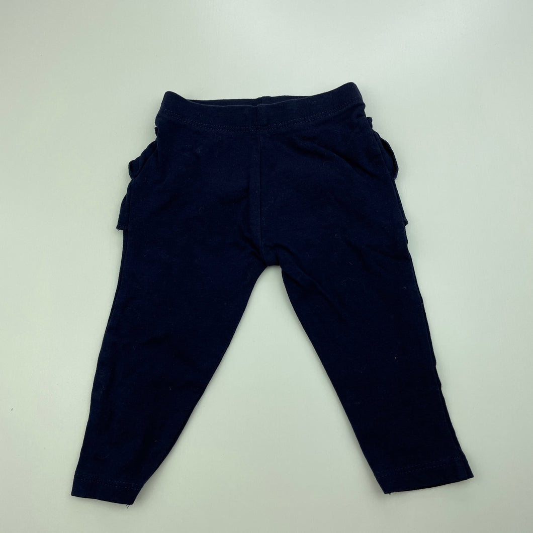 Girls Dymples, navy ruffle leggings / bottoms, EUC, size 000,  