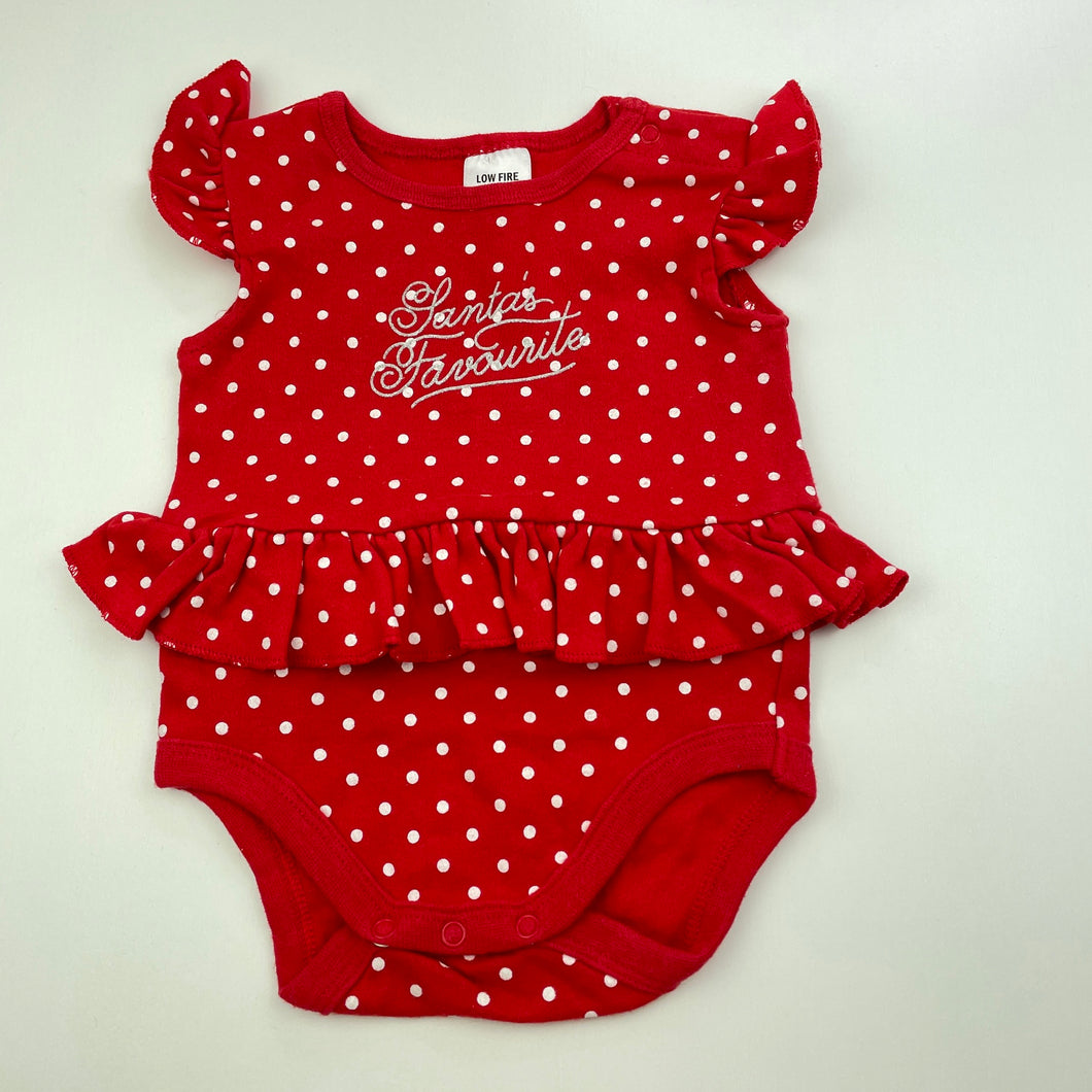 Girls Target, red cotton Christmas romper, GUC, size 000,  