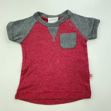 Load image into Gallery viewer, Boys Marquise, red &amp; grey stripe cotton t-shirt / top, EUC, size 00,  