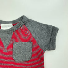 Load image into Gallery viewer, Boys Marquise, red &amp; grey stripe cotton t-shirt / top, EUC, size 00,  