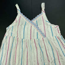 Load image into Gallery viewer, Girls Milkshake, cotton lined metallic stripe summer dress, EUC, size 6, L: 70cm