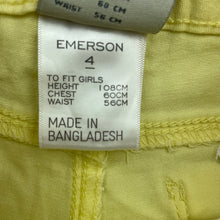 Load image into Gallery viewer, Girls Emerson, yellow stretch cotton shorts, adjustable, EUC, size 4,  