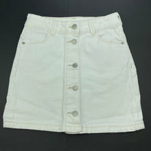 Load image into Gallery viewer, Girls Target, white stretch denim skirt, adjustable, L: 30.5cm, EUC, size 6,  