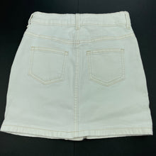 Load image into Gallery viewer, Girls Target, white stretch denim skirt, adjustable, L: 30.5cm, EUC, size 6,  