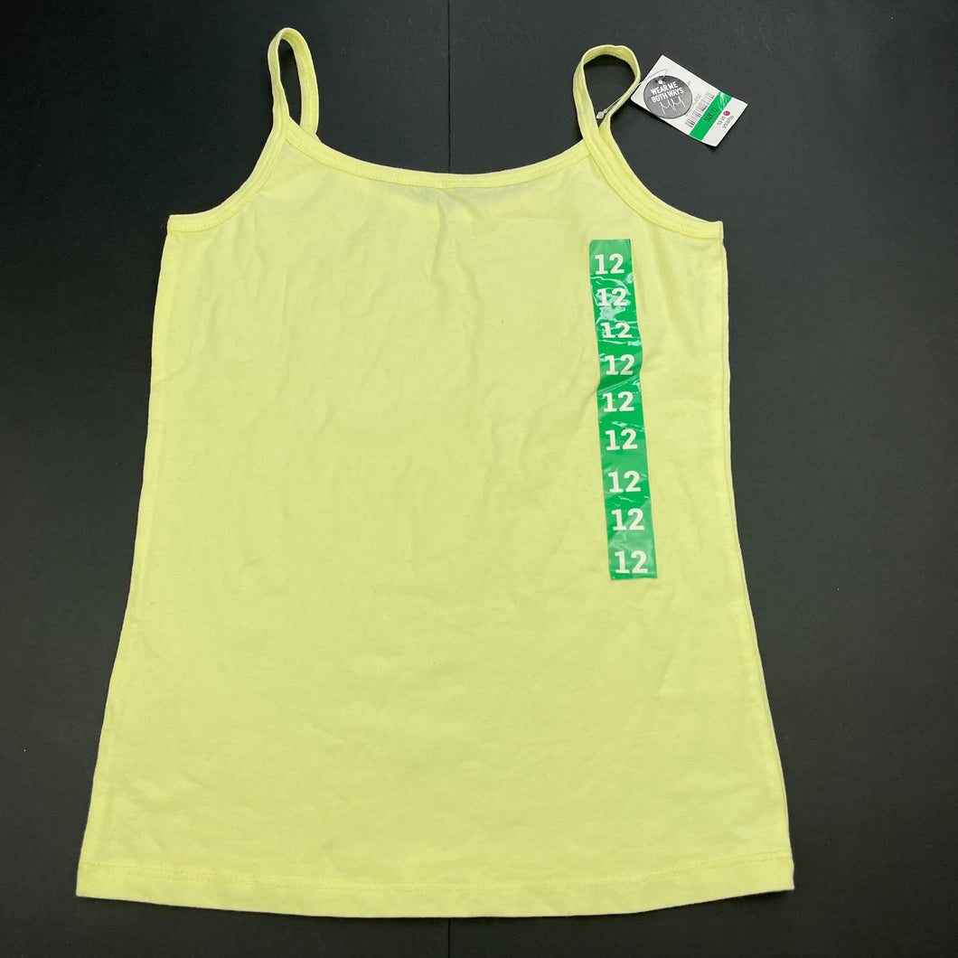 Girls Favourites, yellow stretchy singlet top, NEW, size 12,  