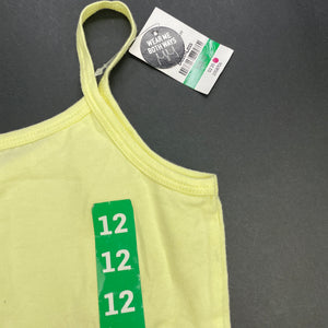 Girls Favourites, yellow stretchy singlet top, NEW, size 12,  