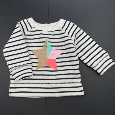 Girls Cotton On, fleece lined long sleeve top, star, EUC, size 000,  