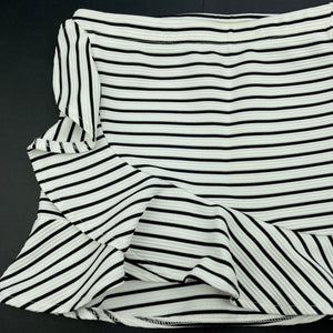 Girls Bardot Junior, black & white stripe ruffle skirt, elasticated, L: 29cm approx, EUC, size 5,  