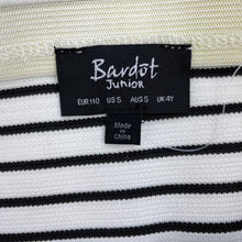 Load image into Gallery viewer, Girls Bardot Junior, black &amp; white stripe ruffle skirt, elasticated, L: 29cm approx, EUC, size 5,  
