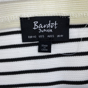 Girls Bardot Junior, black & white stripe ruffle skirt, elasticated, L: 29cm approx, EUC, size 5,  