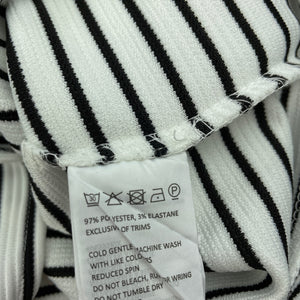 Girls Bardot Junior, black & white stripe ruffle skirt, elasticated, L: 29cm approx, EUC, size 5,  