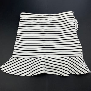 Girls Bardot Junior, black & white stripe ruffle skirt, elasticated, L: 29cm approx, EUC, size 5,  