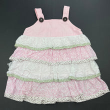 Load image into Gallery viewer, Girls Love Henry, tiered cotton overalls dress / pinafore, FUC, size 00, L: 38cm