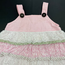 Load image into Gallery viewer, Girls Love Henry, tiered cotton overalls dress / pinafore, FUC, size 00, L: 38cm