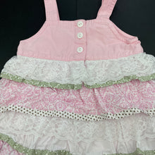 Load image into Gallery viewer, Girls Love Henry, tiered cotton overalls dress / pinafore, FUC, size 00, L: 38cm