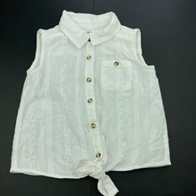 Load image into Gallery viewer, Girls Anko, white broderie cotton tie front top, GUC, size 4,  