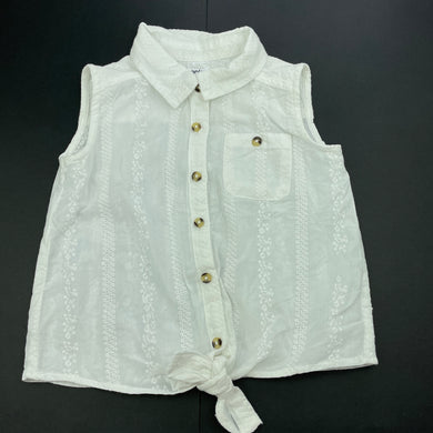 Girls Anko, white broderie cotton tie front top, GUC, size 4,  