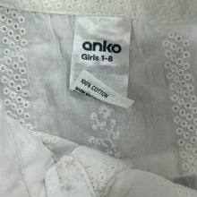 Load image into Gallery viewer, Girls Anko, white broderie cotton tie front top, GUC, size 4,  