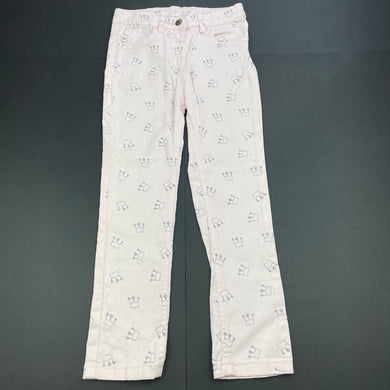 Girls Anko, pink stretch cotton pants, adjustable, Inside leg: 45cm, GUC, size 4,  