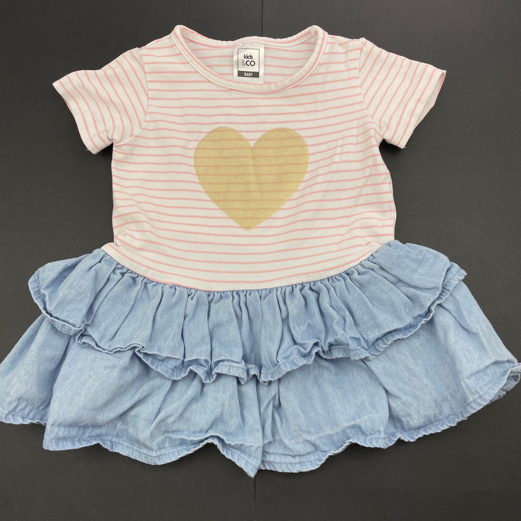 Girls Kids & Co, spliced casual dress, FUC, size 00, L: 34cm