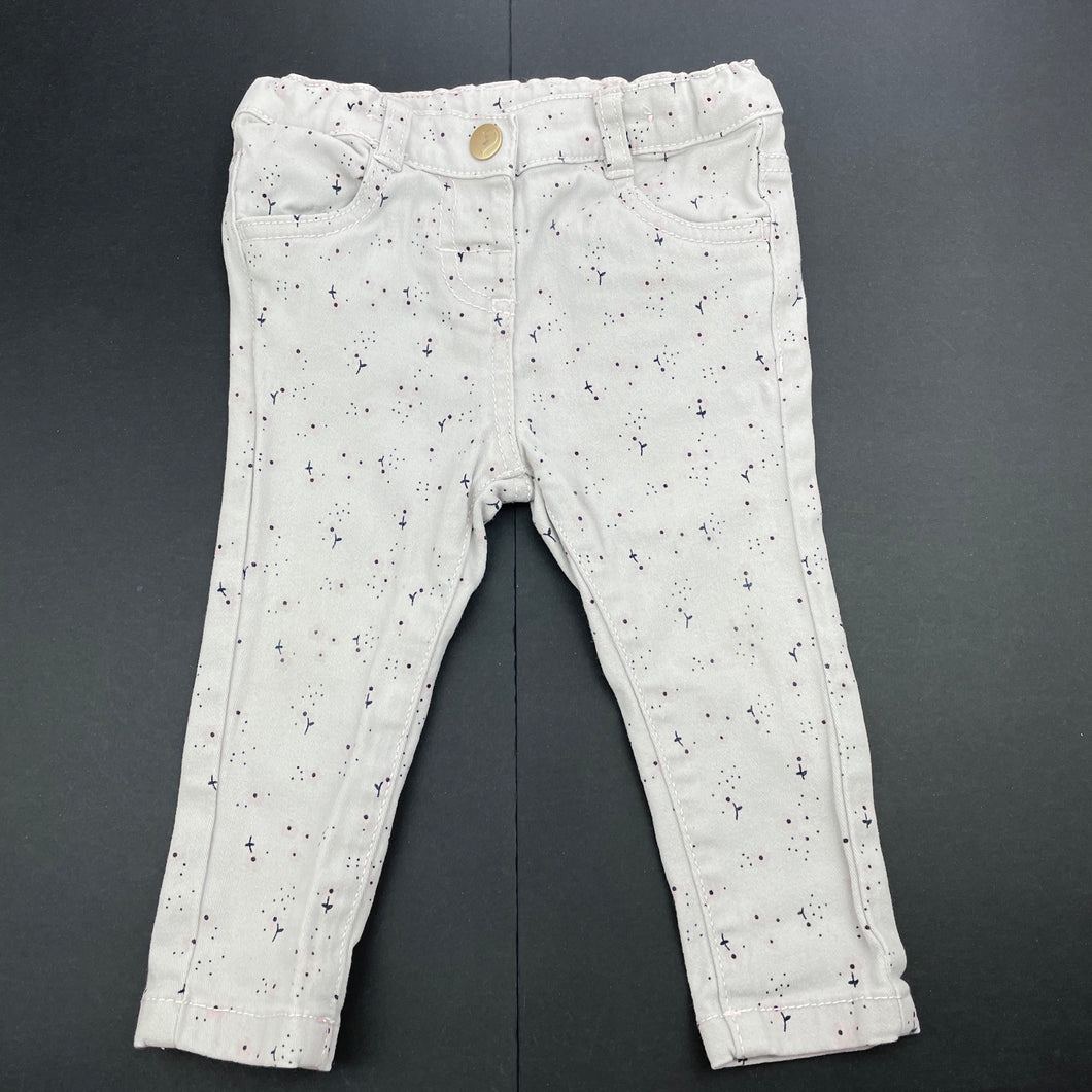 Girls Anko, floral stretch cotton pants, adjustable, GUC, size 00,  